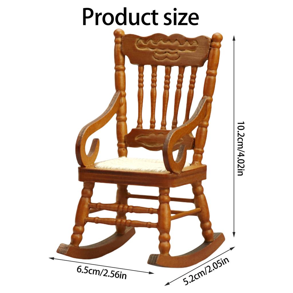 Realistic Vintage Rocking Chair Realistic Pretend Play for Kids Role Display Rocking Chair Model Toy 1:12 Doll House