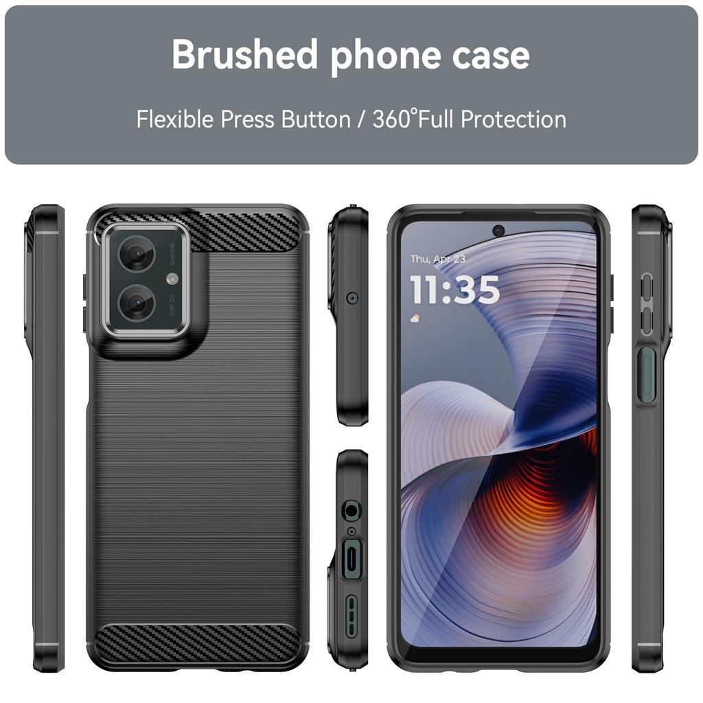 For Motorola Moto G55 5G Case with Screen Film WANLONFENG LS Series Big Lens Hole Brushed Texture TPU Phone Cover