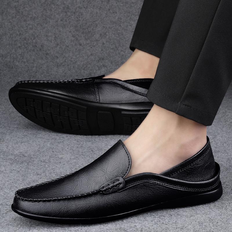 New Moccasins Penny Loafer ShoesD riving Shoes Comfy Non-slip Slip on Faux Suede Shoes Footwear Metal Statue Lazy Beanie Shoes