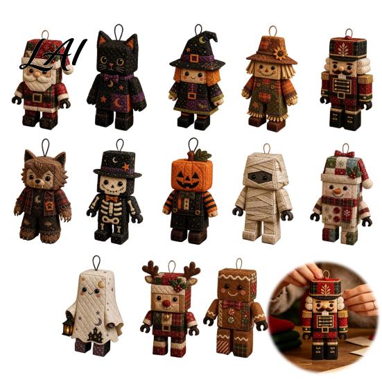 Handmade Christmas Tree Ornaments Halloween Rag Doll DIY Kit Patchwork Sewing Craft Set with Decorative Figure Kits Pre-Cut Fabrics Beginner-Friendly