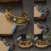 Style Oval Turquoise Bracelet With Vintage Two Tone Leaf Design For Women