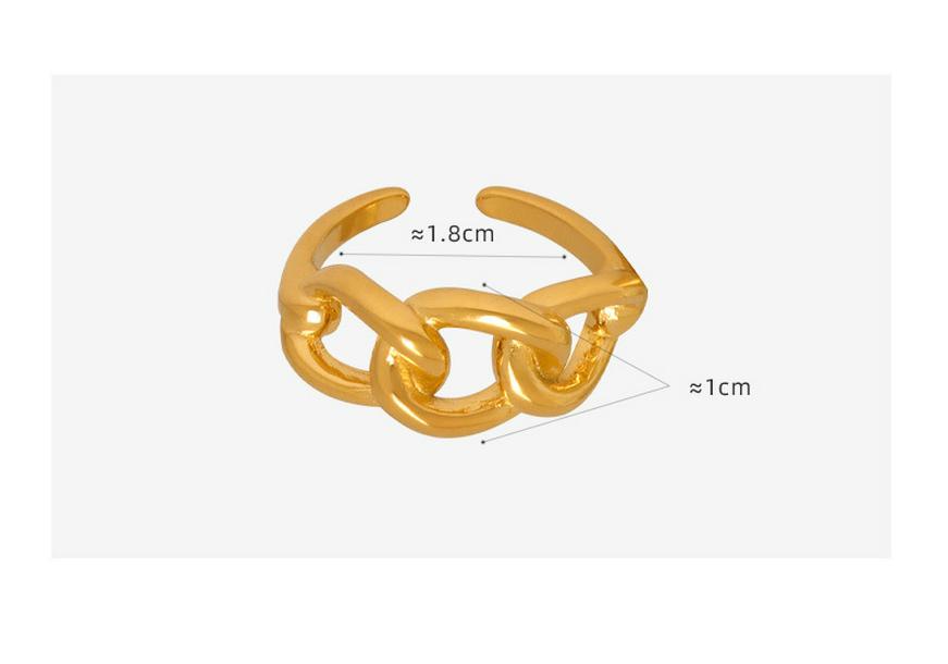 European & American Geometric Irregular Large Chain Open Ring – Luxurious Non-Fade Gold Plated Jewelry.