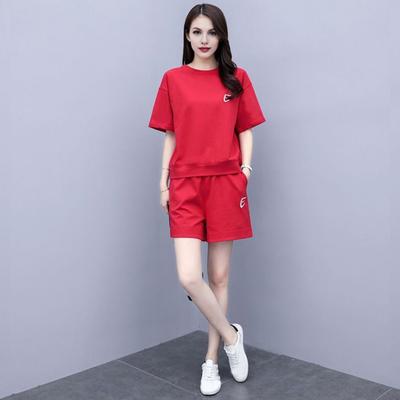 2 Piece Outfits for Women Summer Crewneck Short Sleeve Top Short
