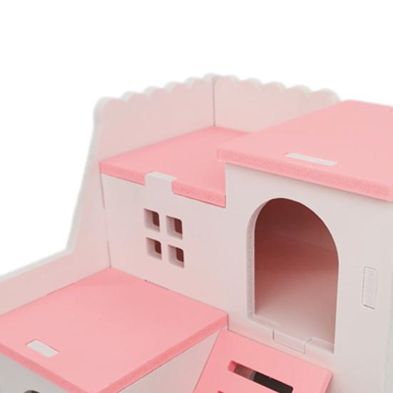 Hamster Hideout House with Ladder Ventilated Design Double Layers Hedgehog Chinchilla Villa Living Hut Pet Supplies