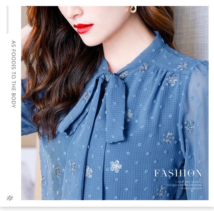 Dámská High-End Módní Hedvábná Košile s Dlouhým Rukávem a Mašlí - Kolekce Zmenšující Věk Jaro 2025