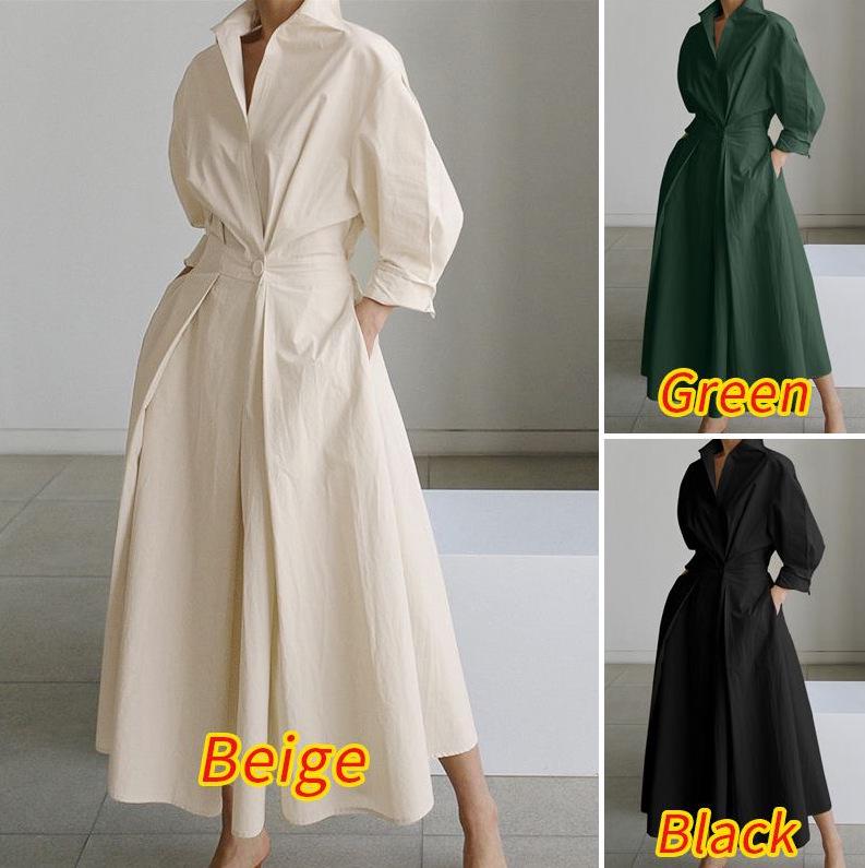 

Loose Cotton Linen High Waist Slimming College Style Cardigan Dress 4XL
