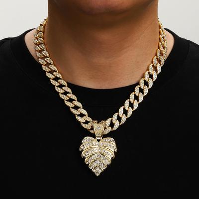 Plný diamantový květ Láska Slitina Přívěsek Hip Hop Náhrdelník Designový smysl Osobnost Pánský a dámský náhrdelník