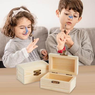 Caja de Madera sin Acabar Yousheng DIY Madera de Pino Cofre del Tesoro con Cierre de Bloqueo Tapa con Bisagras Caja de Almacenamiento de Joyas para Familiares Amigos