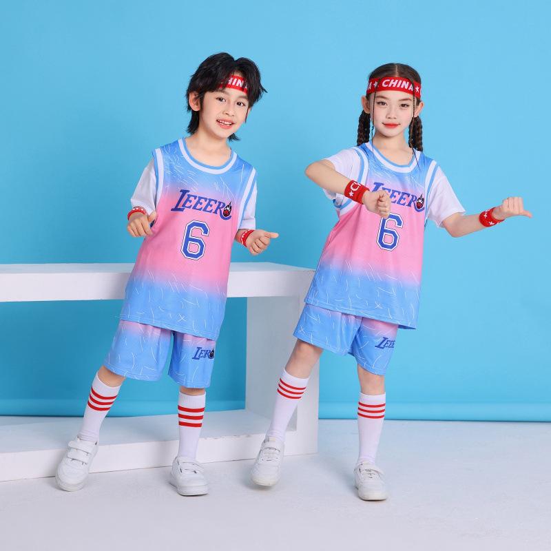 Children'S Clothing Children'S Basketball Clothing Set Short-Sleeved Boys And Girls Jerseys Primary School Students No. 6 Sportswear Ice Silk Quick