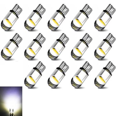 T10, Car LED, Car Position, 6000K, T10 Bulb, W5W Mini, Short License Lamp, , Pack of 14 (White)