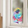 Static Cling Window Stickers Creative Doodle Coconut Tree for Kids Room Bedroom Kitchen Bathroom Glass Decor