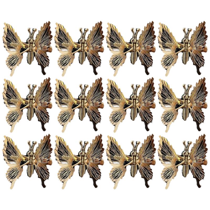 Metal Moving Butterfly Hair Clip Women Colored Rhinestones Duckbill Clip Sweet Hair Accessories