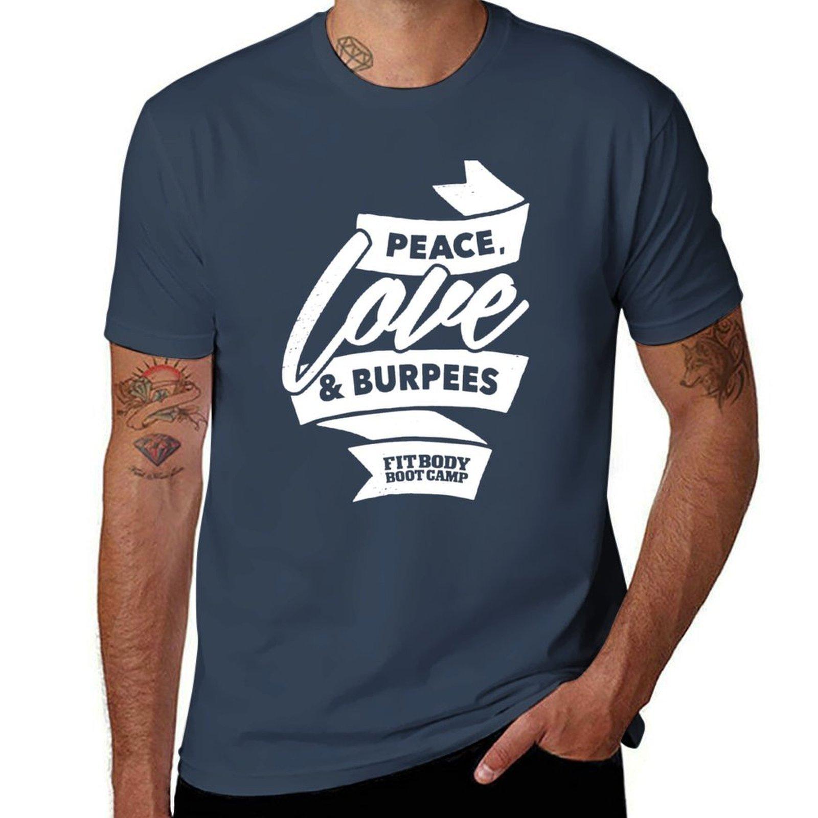 Peace Love And Burpees White Tshirt Plus Size Basic Short Sleeve Top S