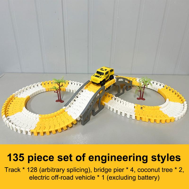 135-141Pcs Children Electric Track Toy Car Engineering Car Kids Educational Toys Track Car Train Toys For Children Birthday Gift