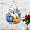 Harvest Festival Party Supplies Welcome Sign for Front Door, Rustic Wooden Hanging Weather Resistant Entryway with Hemp Rope, Autumn Pumpkin