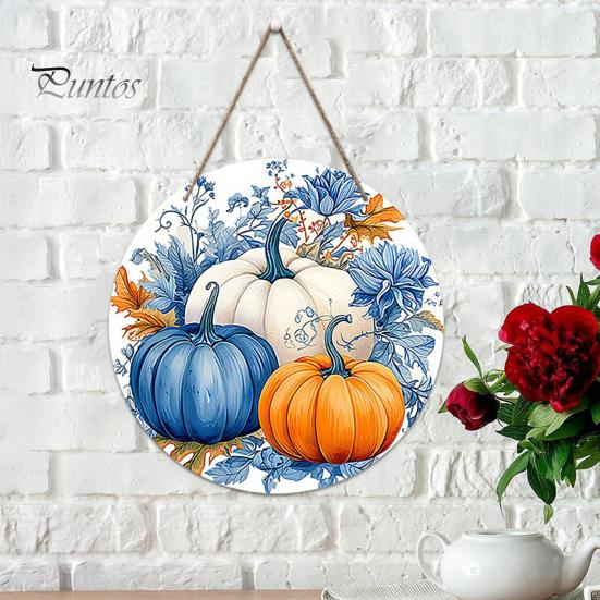 Harvest Festival Party Supplies Welcome Sign for Front Door, Rustic Wooden Hanging Weather Resistant Entryway with Hemp Rope, Autumn Pumpkin
