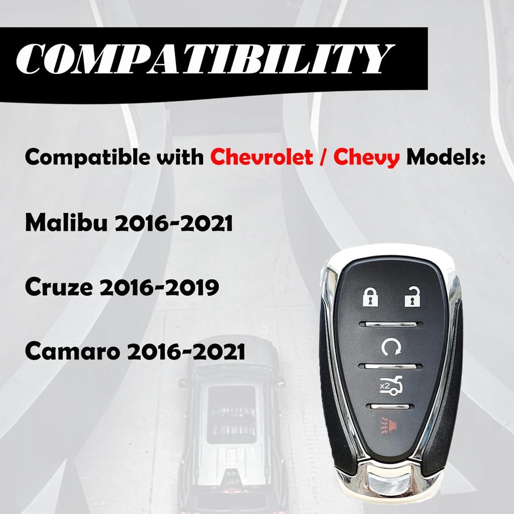 MechanMagic Replacement Car Key Fob Smart Proximity Keyless Entry Remote Control Compatible for Chevy Camaro Cruze Malibu 2016- 433MHz ID46 Chip 5