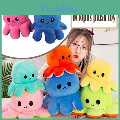 Soft And Cute Double-sided Flip Reversible Octopus Plush Toy Ideal For Gifting