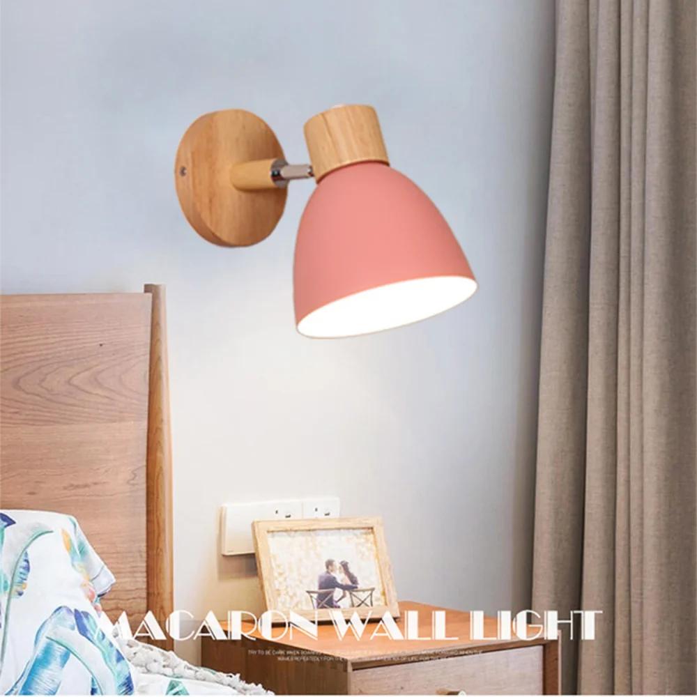 Minimalist Macaroon 6 Color Steering Head E27 Nordic Wall Lights Bedside Wall Sconce Modern Wall Light for Bedroom Nordic