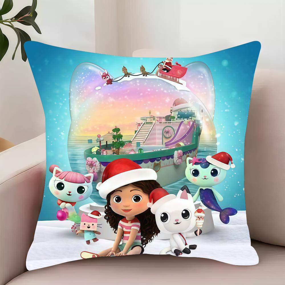 Cartoon G-Gabbys Dollhouse Pillow Case Decor Protective Covers Comfortable Soft For Sofa Living Room Home Office 12x12Inch