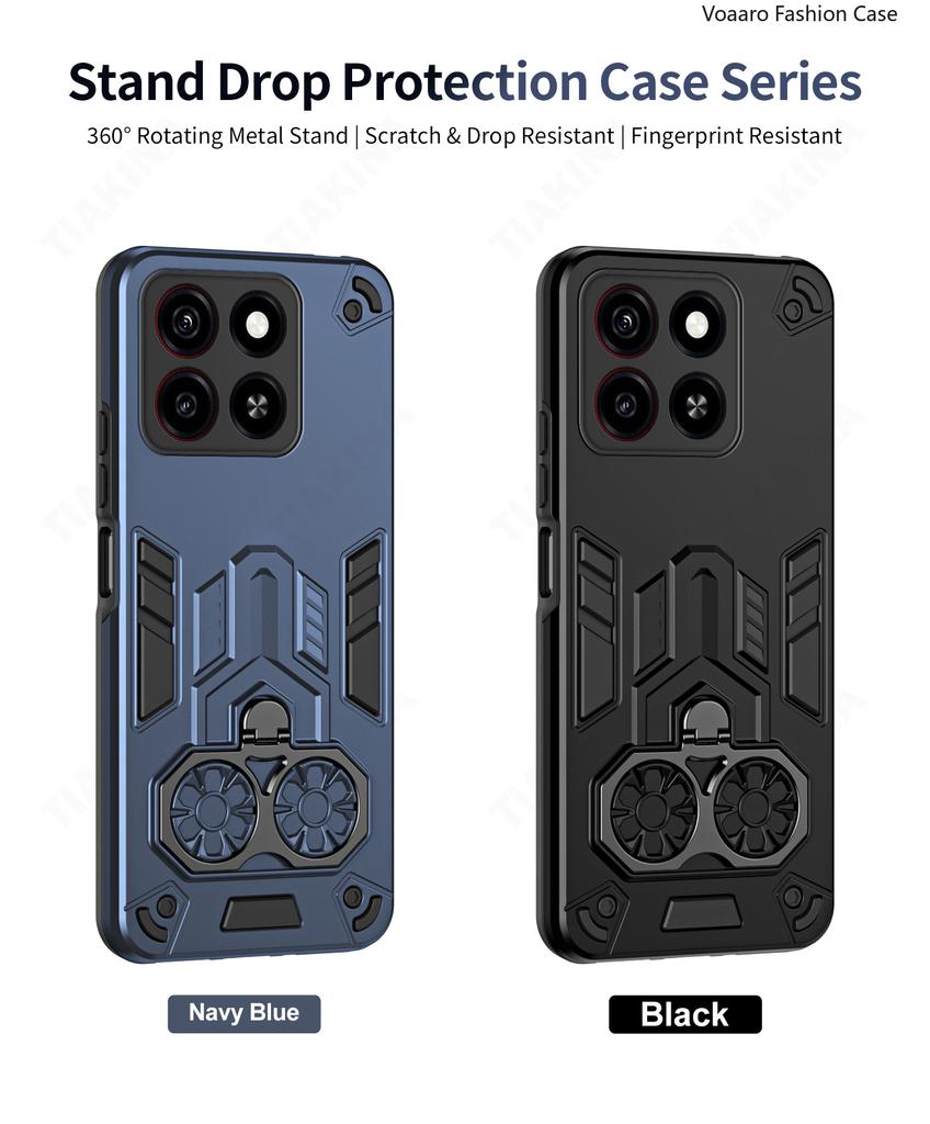 Dual Finger Ring Armor Cover for ZTE Blade A55 Case for ZTE Blade A35 Rotate Metal Bracket Kickstand Holder Case Shockproof Capa