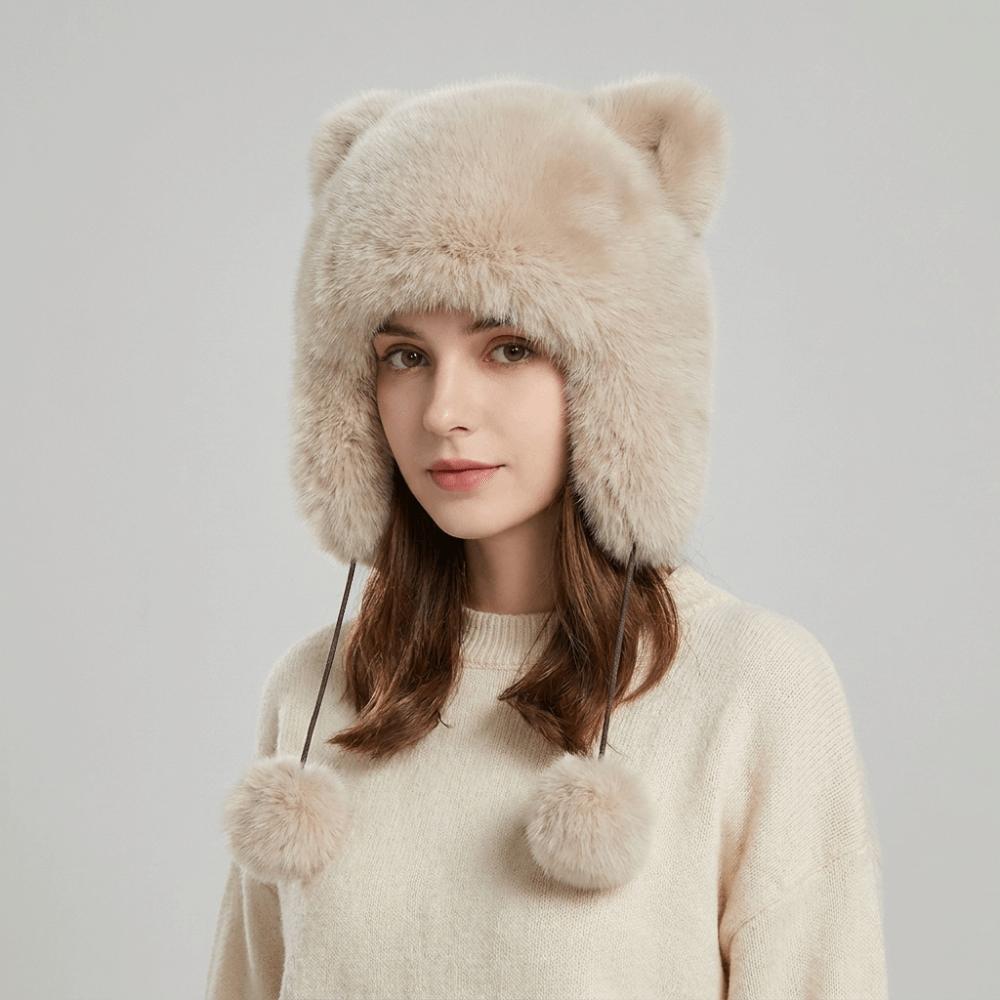 Windproof Faux Fur Beanie Thickened Ear Protection Hat Fashion Winter Hat Daily Wear