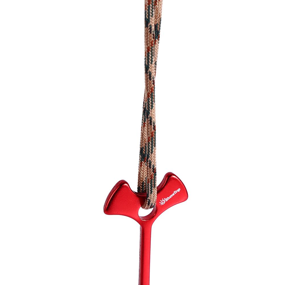 4PCS Pack Aluminum Tent Peg Outdoor Camping Wind Rope Anchor Chains Deck Floor Nail(Red)