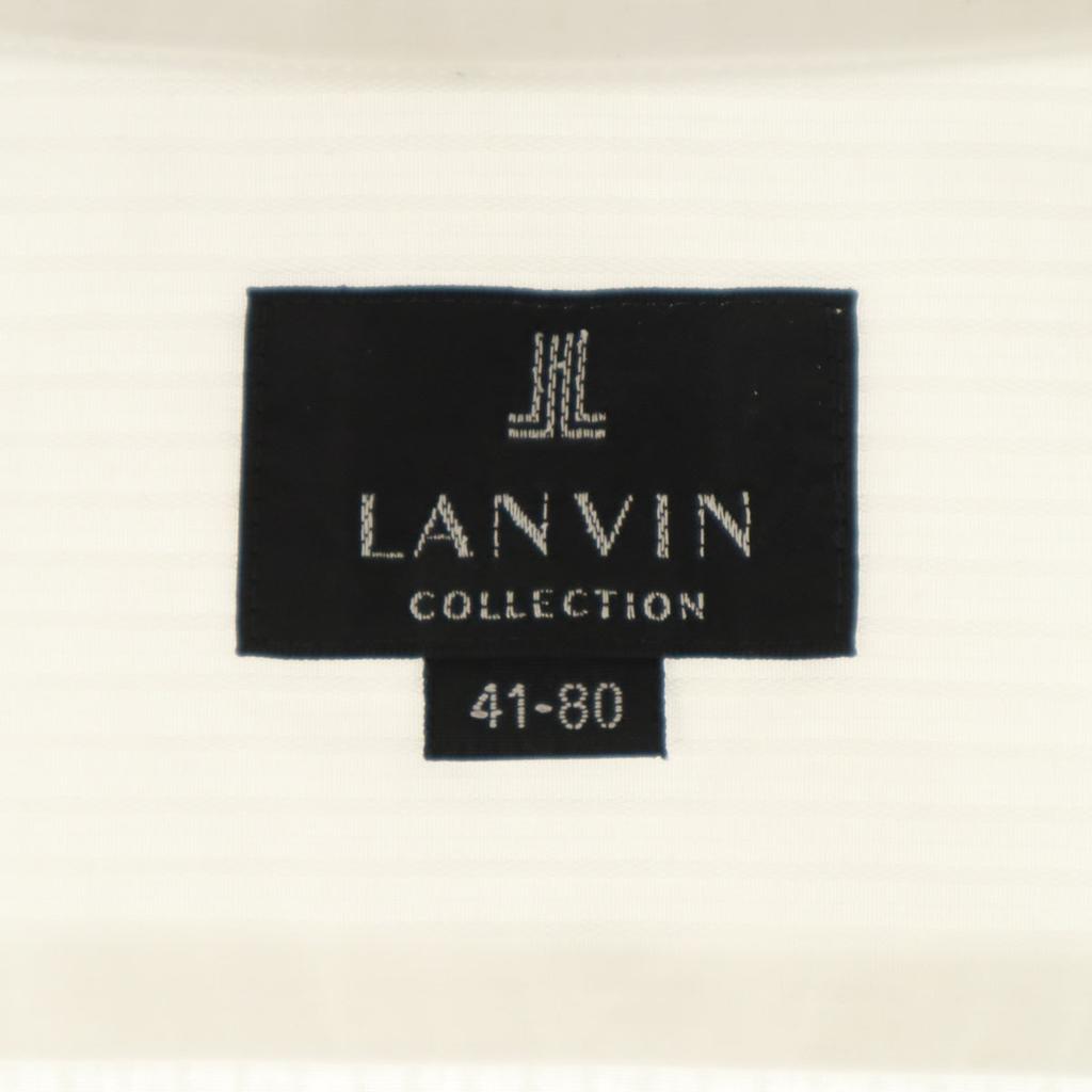 LANVIN made in Japan Striped Pattern Long sleeve shirt 41-80 White Men's Used