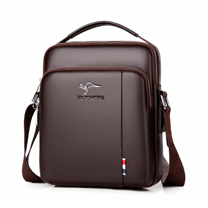 Die erste Schicht aus wasserdichtem und verschleißfestem Rindsleder mit großem Fassungsvermögen, koreanische Version der trendigen vertikalen Handtasche für Kunden