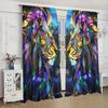 2-Panels Stained Glass Lion Semi Blackout Curtain    Half Blackout Suitable for Artistic Home Decorative Curtains