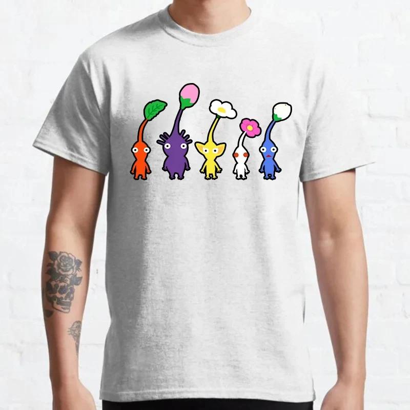 Kawaii Pikmin T Shirt Men Funny TShirt Harajuku Cute Cartoon Graphic Tshirts Summer Breathable Comfortable Tee Hombre Oversized