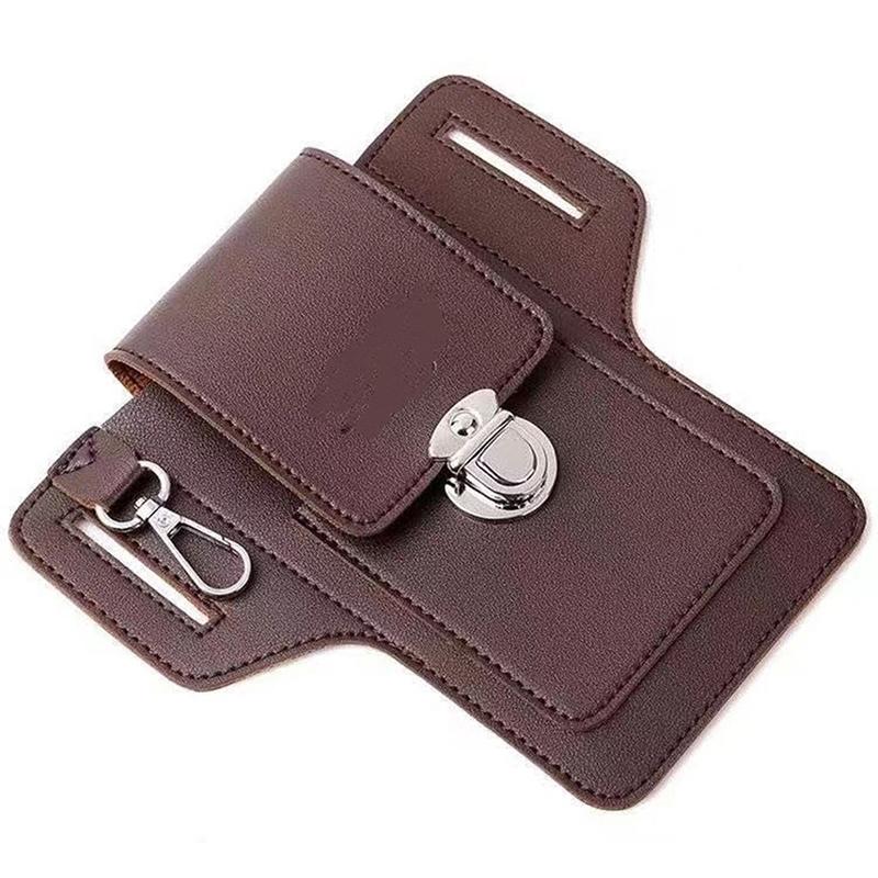 Fashion Men Multi-Function Pu Leather Waist Bag Mobile Phone Purse Outdoor Travel Sports Bum Pouch