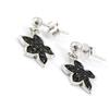 Les Trésors De Lily [I8077] - Silver Earrings 'Romy' Black White (rhodium-plated) - 15x10 Mm