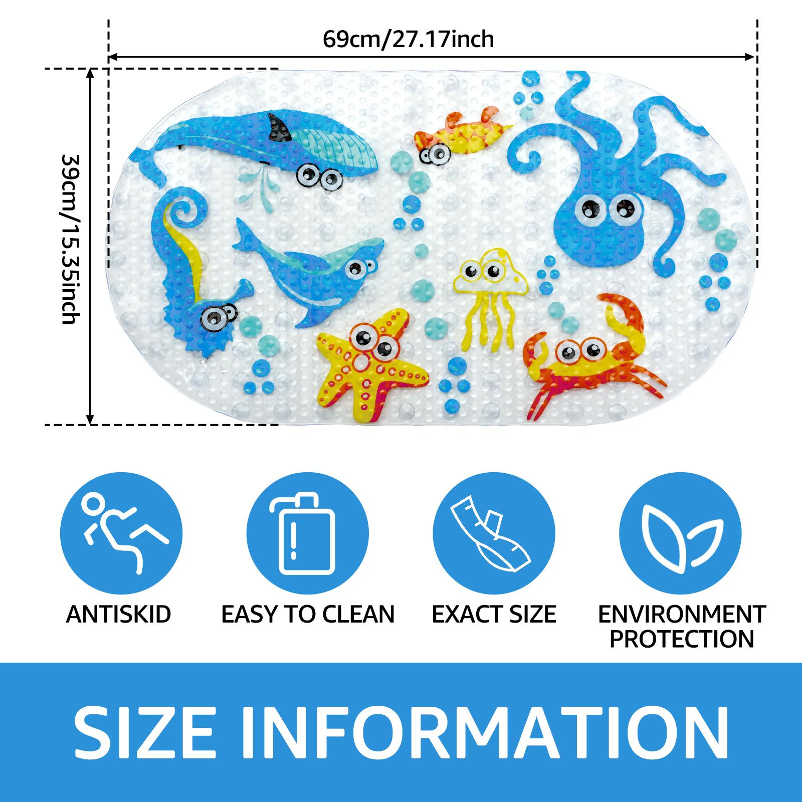 

Cute Cartoon PVC Bath Mat Anti-Slip Shower Bathtub Mats Animal With Sucker Kid s Bathroom Carpet Shower Bath Mat Bathroom Rug 69x39cm