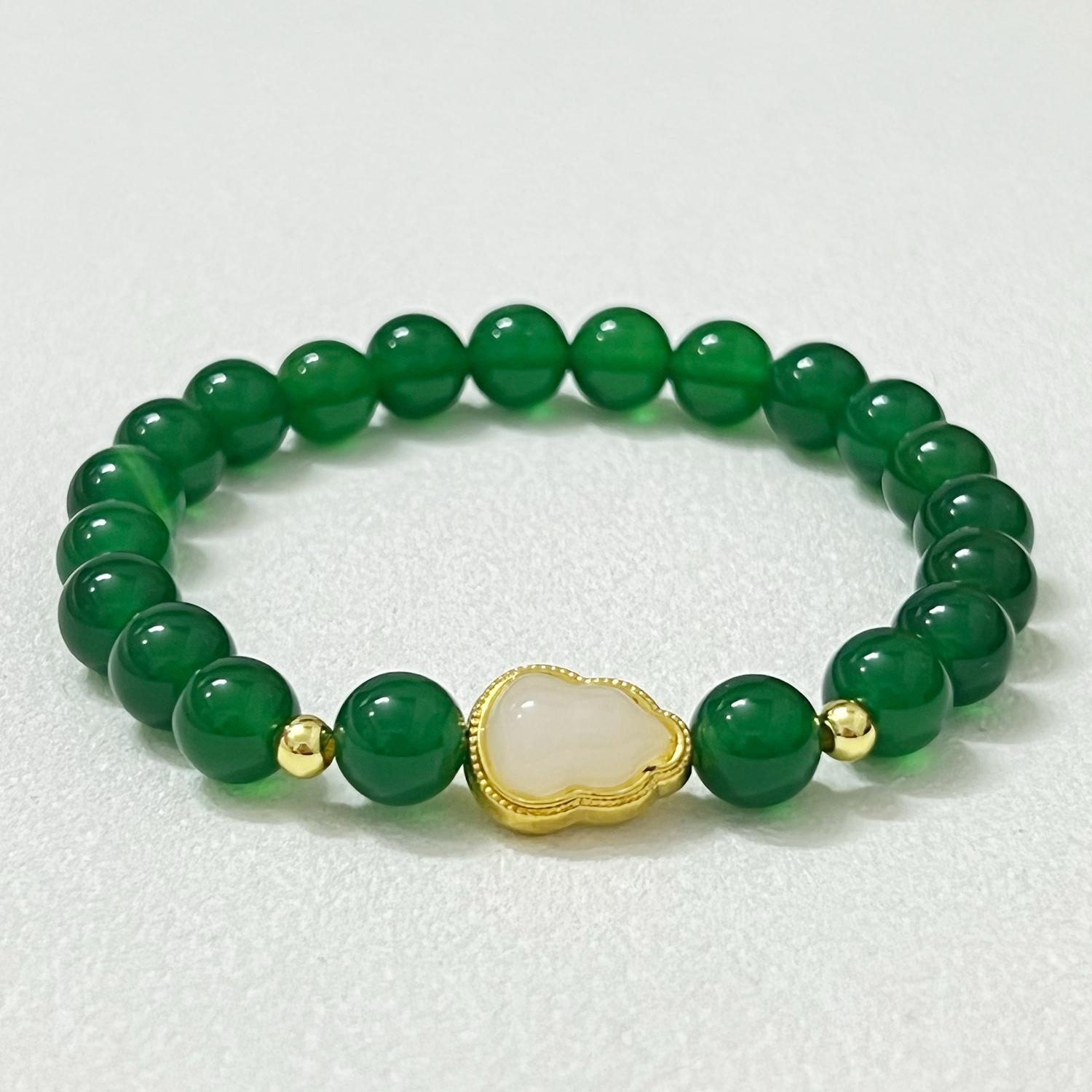 

Агатовые эластичные браслеты из бусин для женщин, 8 мм круглые бусины, ручная работа, браслет из натурального камня, DIY ювелирные изделия, подарки Length 16cm зелёный