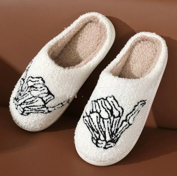 Fashion House Fuzzy Slipper Men Male Ghost Face Blue Evil Eye Home Shoes Plush Winter Warm Indoor Floor Non Slip Women Female Halloween