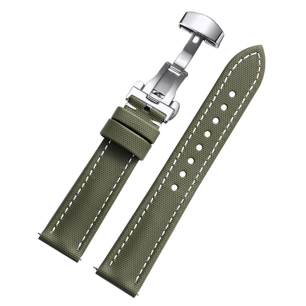 Waterproof Sailcloth Watch Band Butterfly Buckle Sailcloth Strap Quick Release 18/19/20/21/22mm Durable Nylon Bracelet Wristbelt