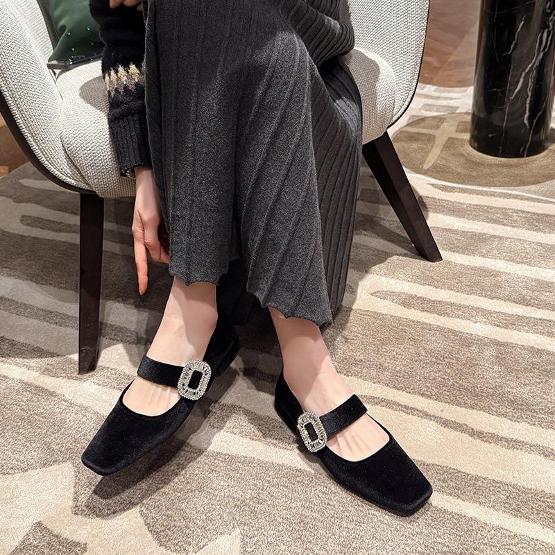 Fat mm women's single shoes retro square head Mary Jane women's shoes wide fat feet women's ladyshoes low heel large size women's shoes