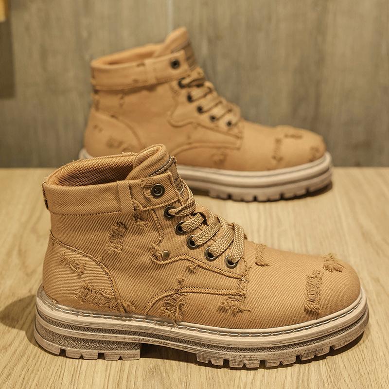 Autumn Martin boots high-top retro old ripped boots inner-top canvas shoes
