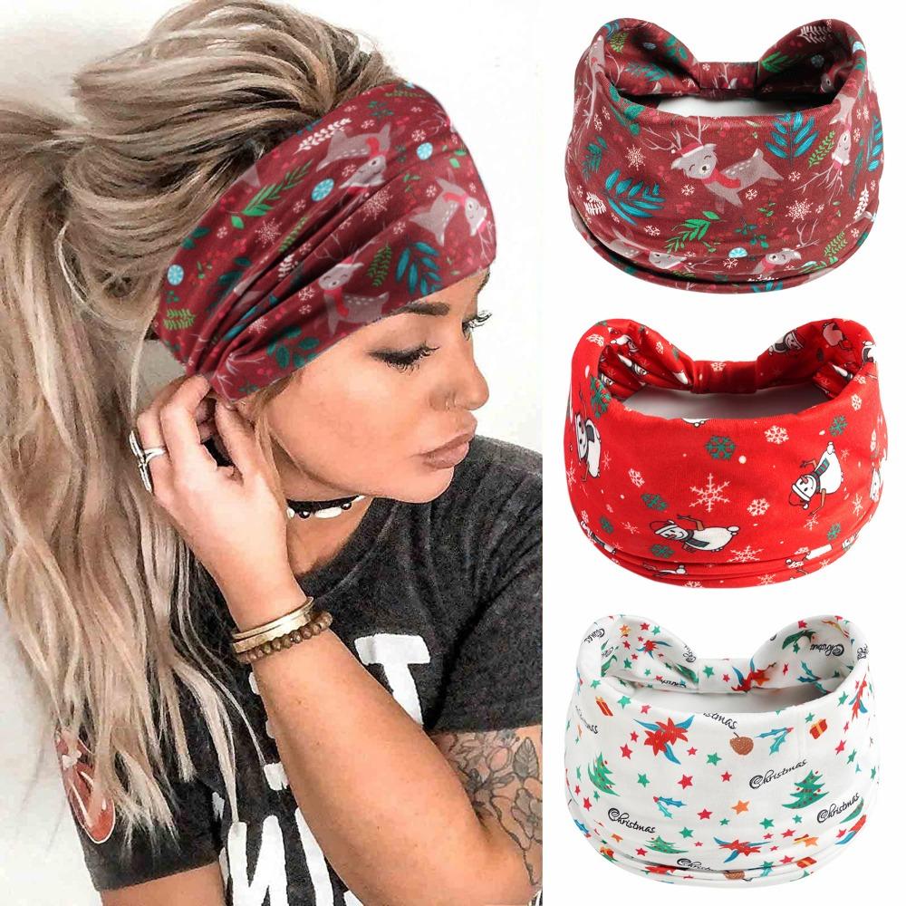 Halloween Christmas Headband Wide Yoga Sports Headband Pumpkin Skull Ghost Holiday Headband Female