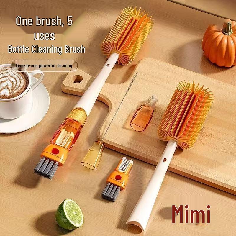 Upgraded 5-in-1 Silicone Brush Set: Multi-Tool for Cup, Bottle, and Straw Cleaning