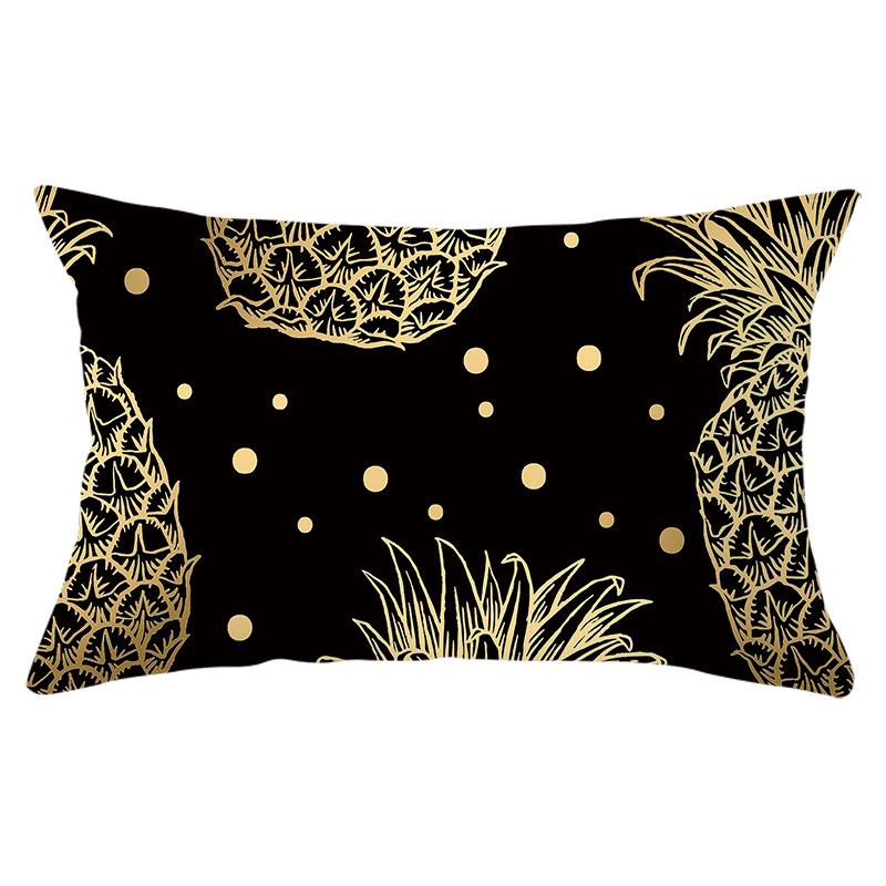 Black Gold Plant Series Waist Pillowcase Peach Skin Printed Sofa Pillowcase Home Fabric Supplies Pillowcase