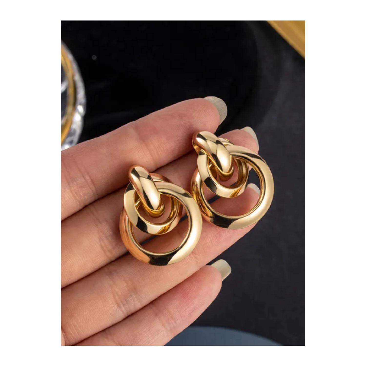 

Модные женские роскошные вложенные круглые серьги золотого цвета Standart
