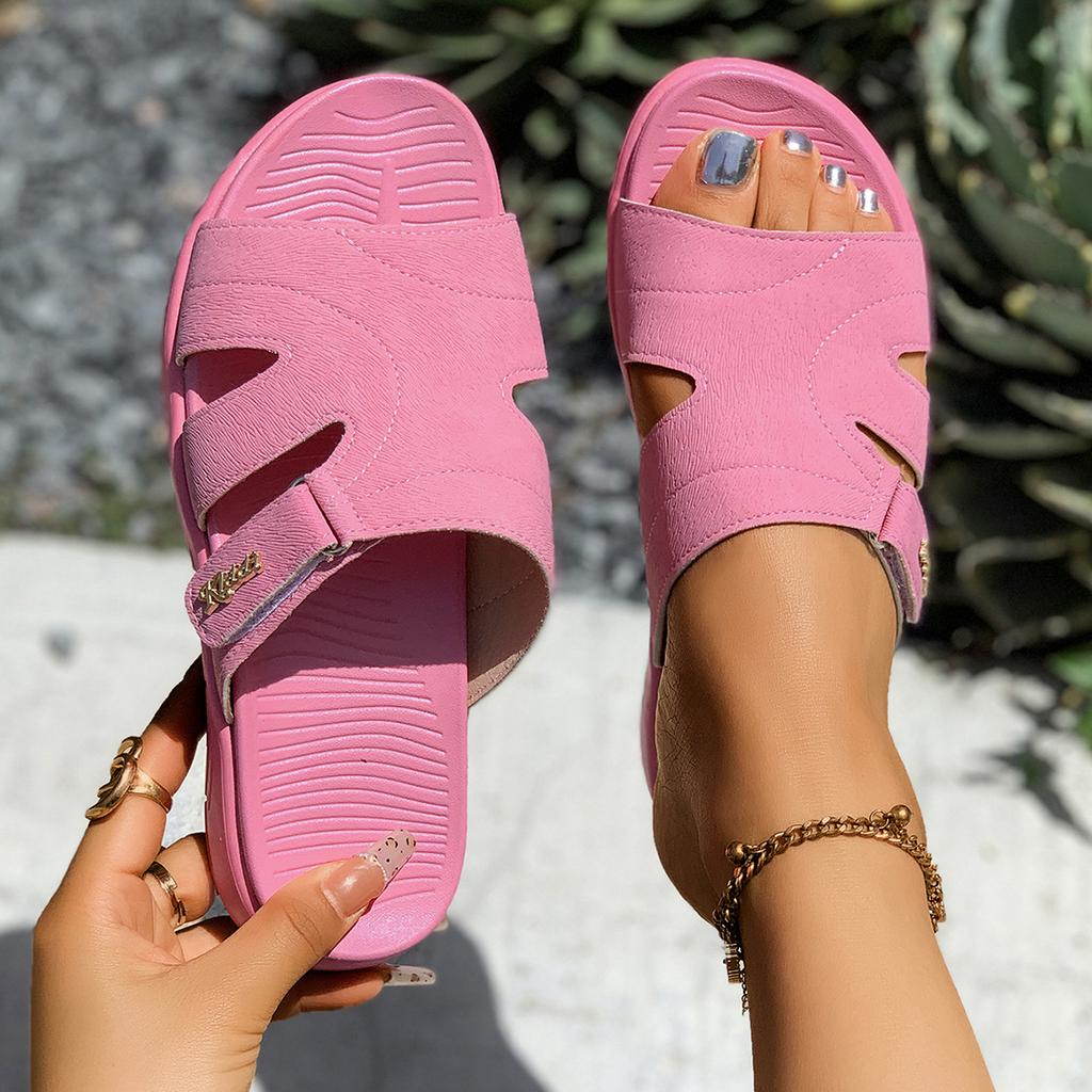 Fashion New fashion 2025 large-sized flip-flops for women, versatile and retro, thick-soled soft flip-flops with exposed toes