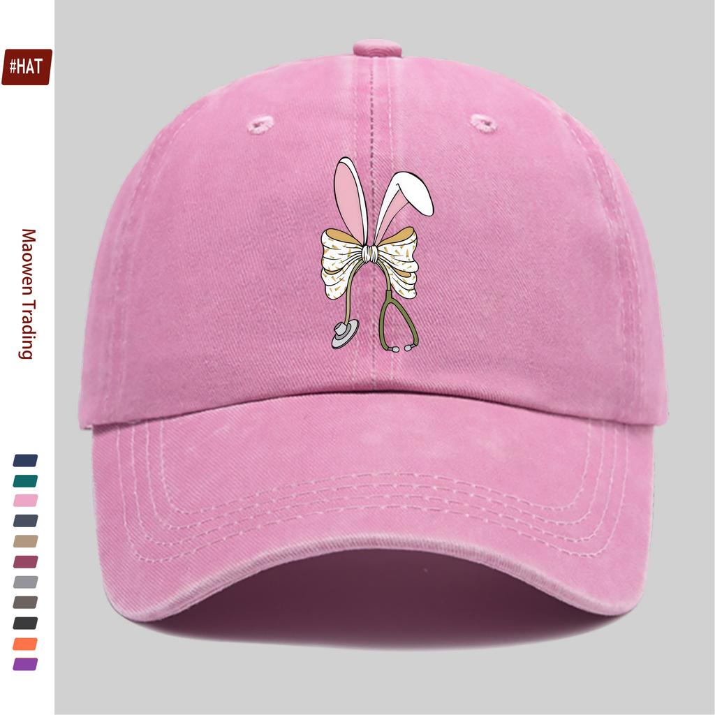 Pc Cute Nurse Rabbit Pattern Printed Casual Printed Baseball Cap Home Leisure Printed Design Casual Hat Truck Driver Comforta