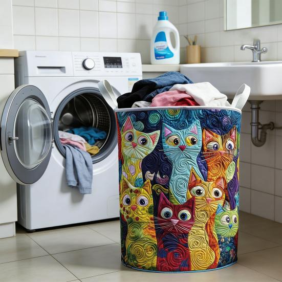 Quilted Floral Laundry Basket Fabric Boho Storage Hamper with Handles Foldable Large Capacity Laundry Bin for Nursery Bedroom Clothes Kids Toys