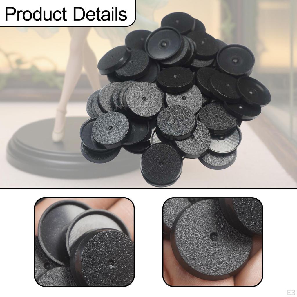 Gaming Miniatures Bases Figure Display Stands 28mm Figurines Dolls Tabletop Black Round