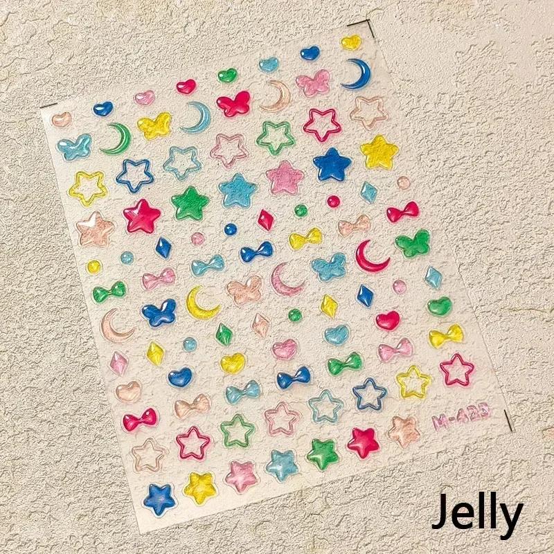 Gold Silver Love Star Moon Geometric Lines Necklace Stamping Retro Soft Self Adhesive Nail Art Sticker Manicure Decal