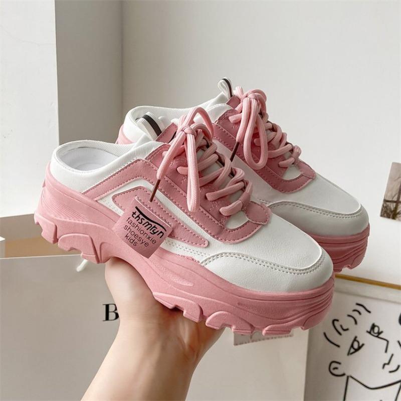 

Women s Mule Platform Sneakers Slip-On Chunky Sole Casual Shoes Fashion Half Shoes 41 рожевий