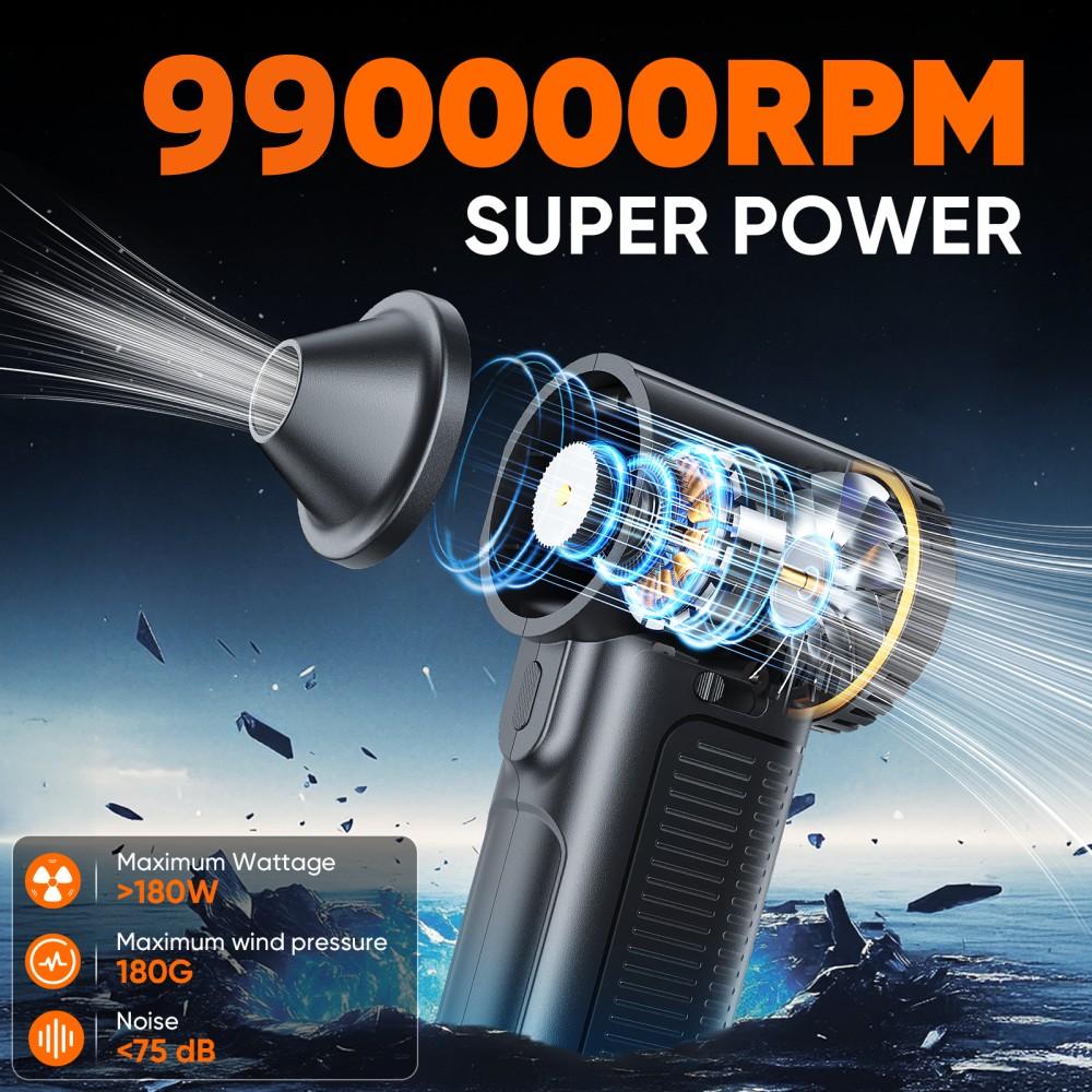 F11 Turbo Jet Blower 990000RPM High Power Air Blower Brushless Motor Turbo Fan Wind Speed 65m/s 8000mAh Violent Air Blower